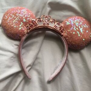 Minnie Headband Pink Sequin Tiara Princess Crown Ears